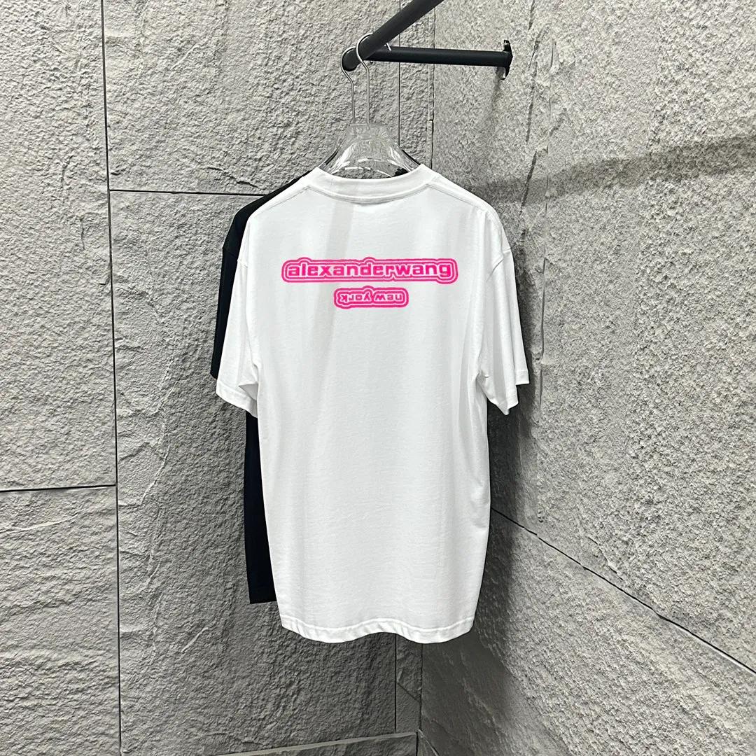 * *alexander 2025 New Arrival Pink wang T Same Style ：Black White Size： S （90-130 ） M （120-150 ） L （140-165 ） XL （160-180 ） XXL （180 ）